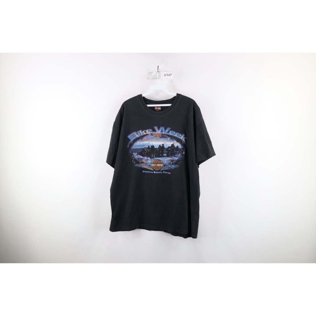 Vtg Y2k 2005 Harley Davidson Mens Xl Faded Spell Out Daytona Bike Week TShirt